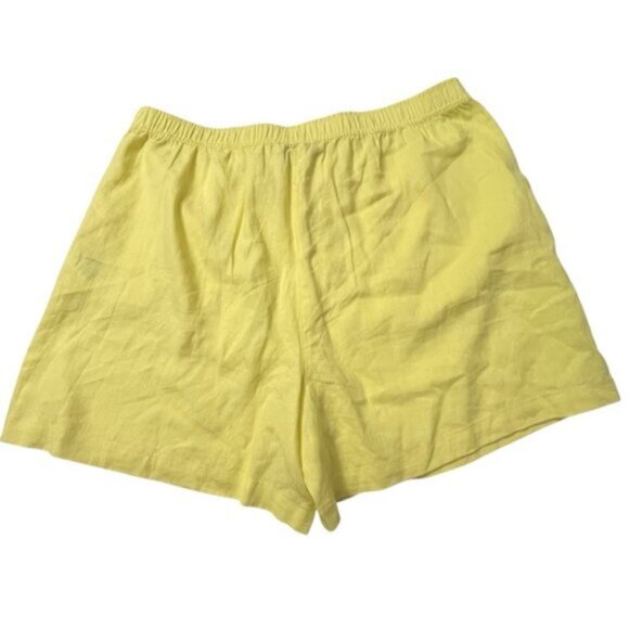 NWT DKNY Linen Blend High Rise Easy Shorts Yellow XL - Picture 2 of 8